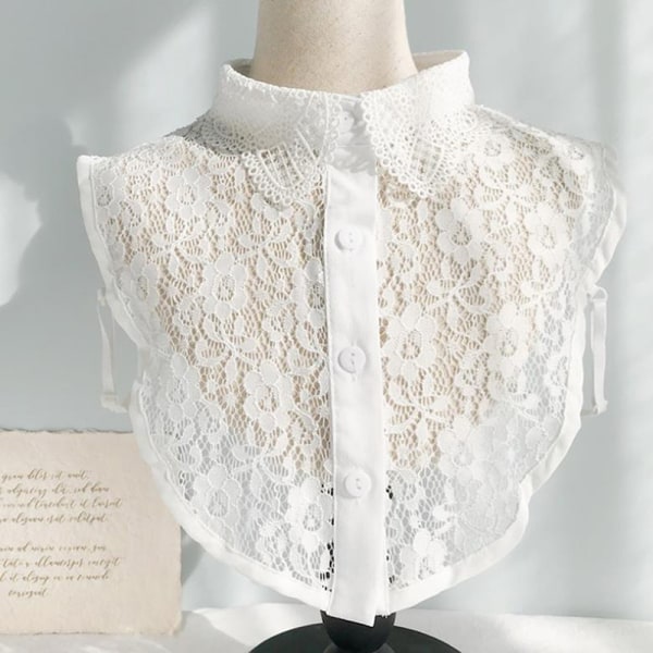 Vintage skjorta kvinnliga avtagbara kragar docka faux skjorta vinter O
