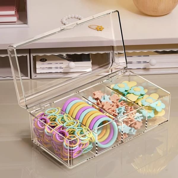 1/4 rutnät sminkborstar förvaringslåda klar håraccessoar smycken Four compartment