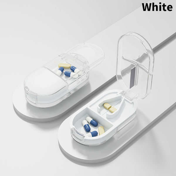 2 I 1 Piller Medicin Knuser Kværn Kværn Splitter Mini White