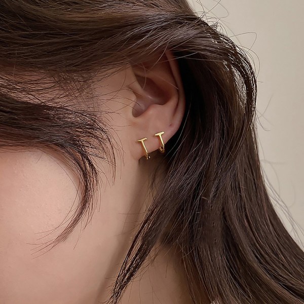 Mode geometriska bokstaven T Charm Hoop örhängen för kvinnor Jewelr Gold