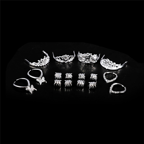 8st plastdocka huvudbonader 2 krona 2 halsband 4 armband för D