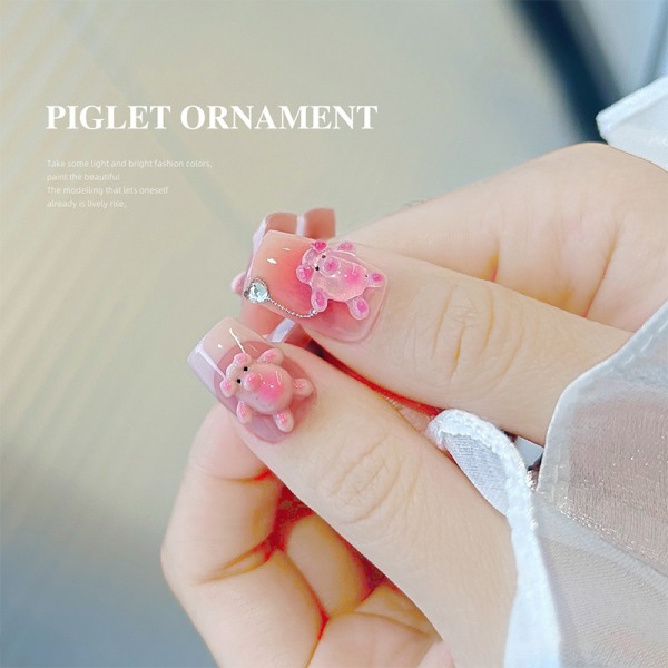 20 st 3D härlig rosa piggy kattbjörn harts Nail Art dekorationer E