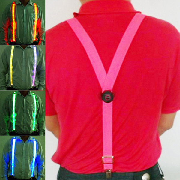 LED-hängslen för män Vintage Elastisk Y-form justerbar byxa Wi 1(red)