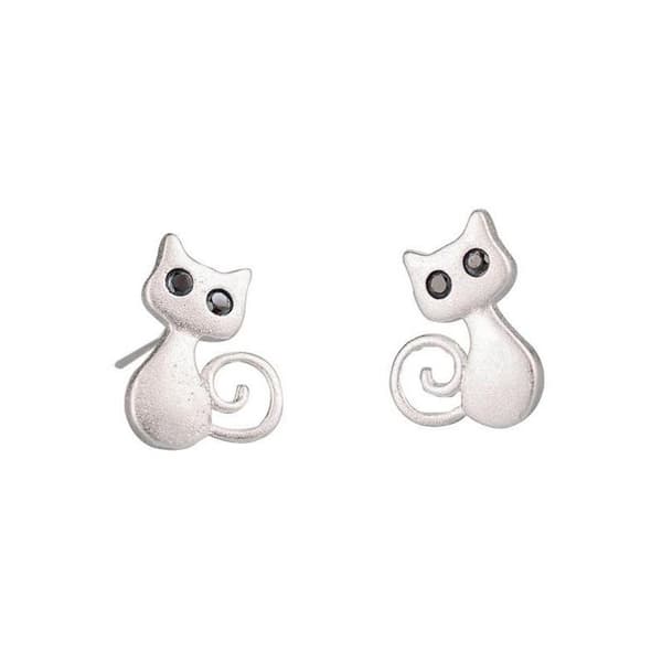 Smukke nye mode smykker sorte øjne krystal kat kvinde ørestik Silver 1 pair