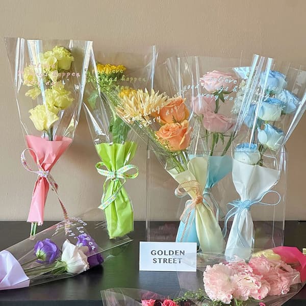 10 st Enstaka Rosärmar Blomsteromslagsväska Bukettförpackning A2
