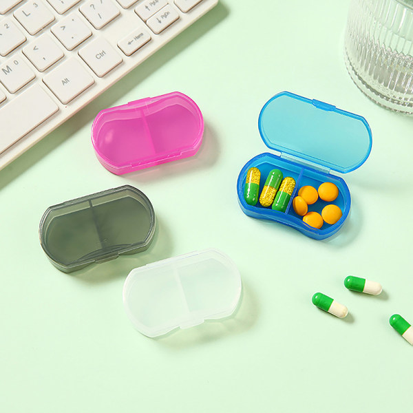 2-roms Pill Organizer Bærbart reisepilletui Dust-Pro Transparent