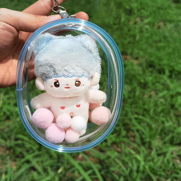10CM plyschdocka ut väska PVC transparent bomullsdocka transparent Light pink
