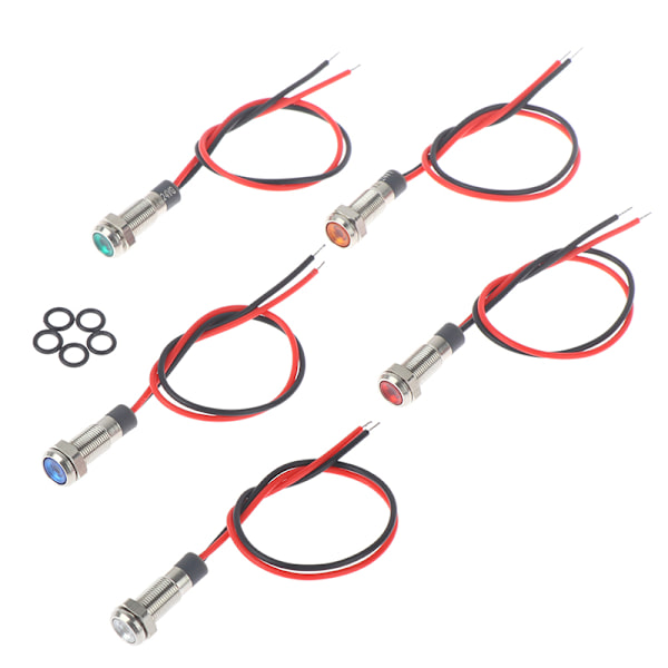 P67 Vedenpitävä 6 mm:n metallinen LED-varoitusvalo 1(Red 3-6V)