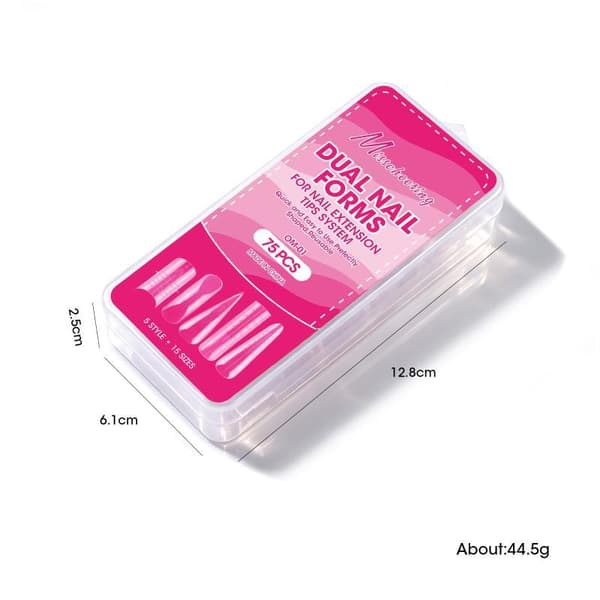 75 stk. Dual Forms Negle Udvide Hurtig Opbygning UV Gel Form Negle Ex A5