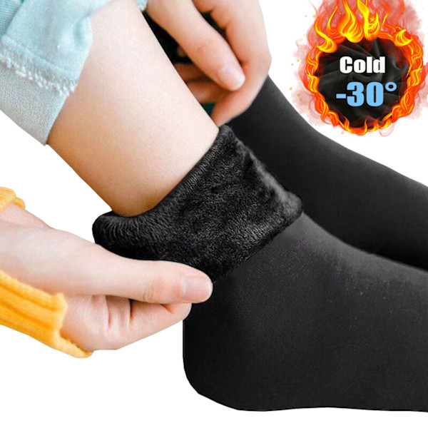 Nye Velvet Kvinder Vinter Warm Thicken Thermal Socks Soft Casual Black