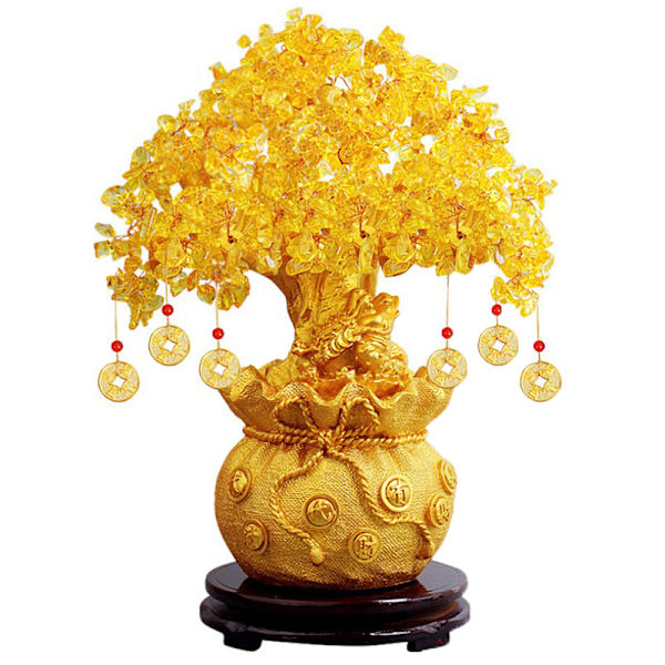 Naturlig Kristall Bonsai Pengar Träd Lyckliga Träd Feng Shui Pengar Tr