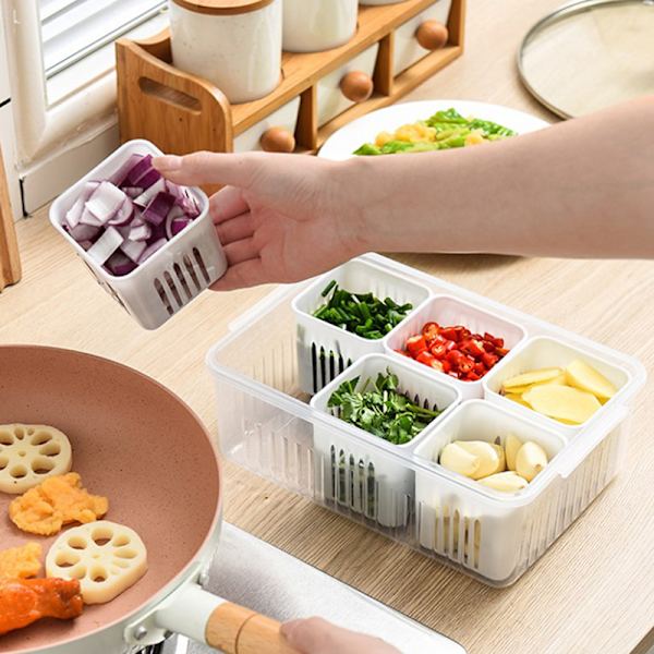 6 Grids Frukt Förvaringsbox Fack Kylskåp Frys Org