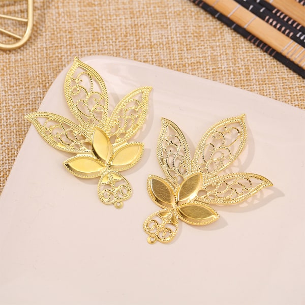 Gold Leaf Flower Connectors Järn Filigran Wraps DIY Scrapbook H