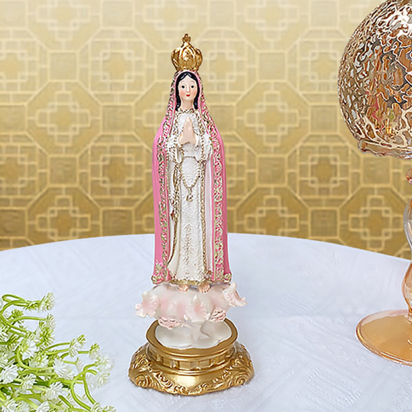 Den velsignede jomfru Maria Vår Frue Av Fatima-statuefigur til hjemmet Pink