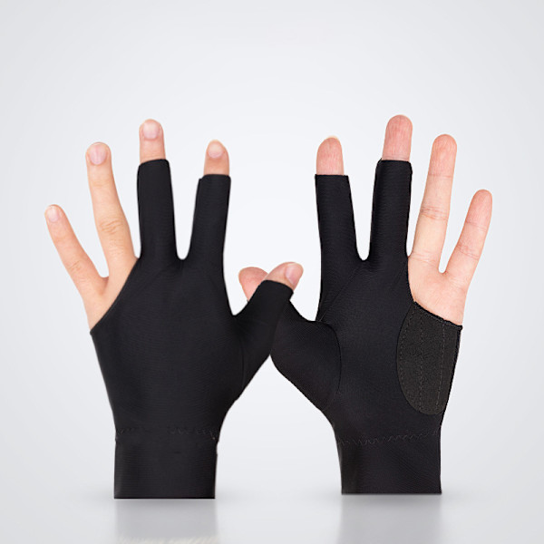Spandex Snooker Billiard Cue Glove Pool Venstre Hand Åpen Tre Fi Black 1PC Left Hand