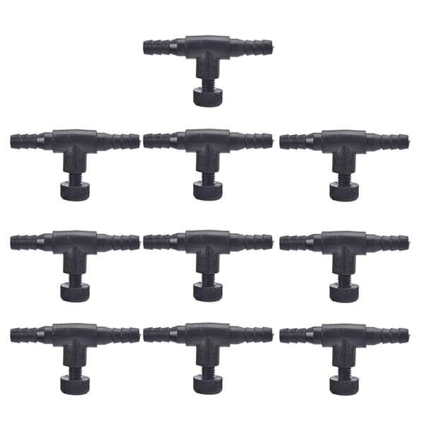 3/10 stk. akvarieluftledningsreguleringsregulatorventil akvarium Black 10PCS