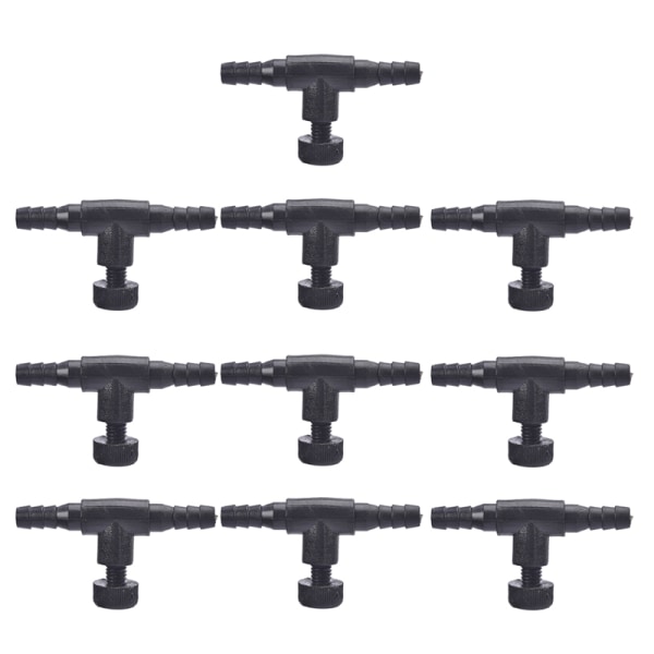 3/10 stk fisketank luftledningskontrollregulatorventil akvarium Black 10PCS