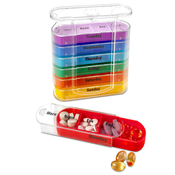 28 Grid Spring Pill Box 7 Day Weekly Pillbox Plastic Storage Co