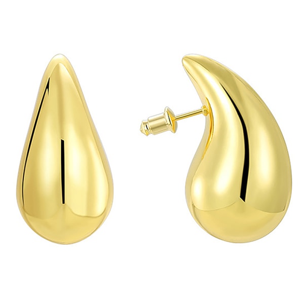 Metal Smooth Water Drop -sarjan naisten korvanapit Chunky Large Ex Gold