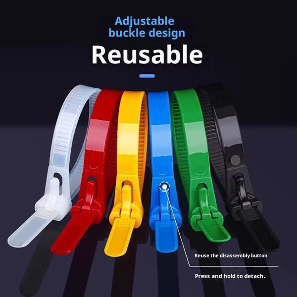 Kraftige gjenbrukbare plaststrips med hurtigutløser, 100 stk. Multicolor