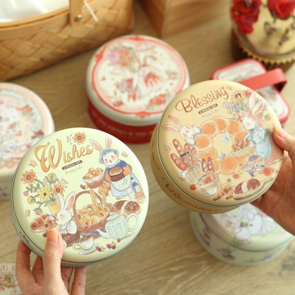 Ny håndmalet Illustration Tin Box smykker Candy Wedding Fa A