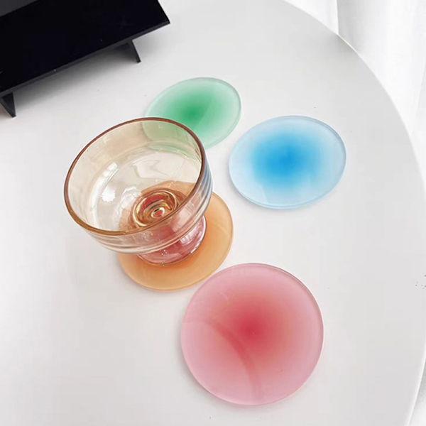 4 Farger Akryl Coasters Round Table Cup Mat Skyting Rekvisitter In Red