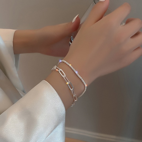 Rostfritt stål Mode Enkelt glänsande kedja armband för kvinnor M A1