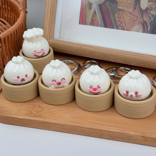 e Dampet Bolle Nøglering Realistisk Dimsum Design Blød Langsom Tilbage