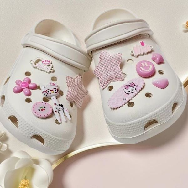 11 st e Smiling Star Fork Hello Kitty skor dekor för sandaler &