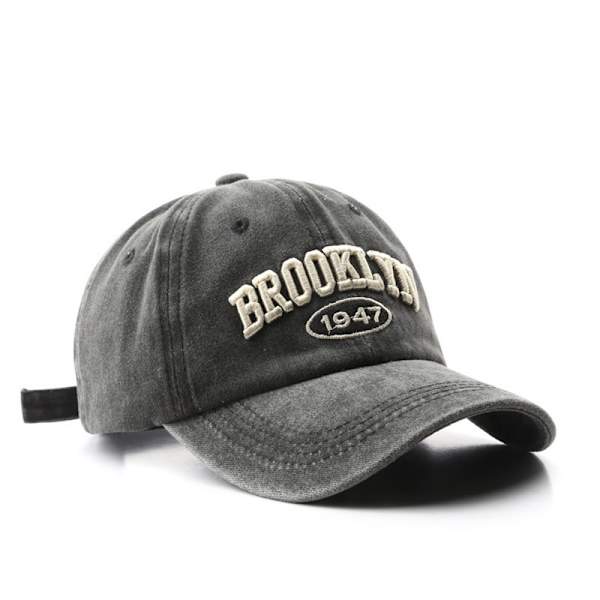 Retro vasket baseballhat Kvinder S Brev Broderet Spring Sum Black
