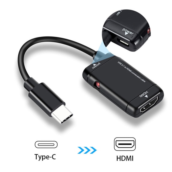 USB-C Type C til HDMI-kompatibel adapter USB 3.1-kabel for MHL A