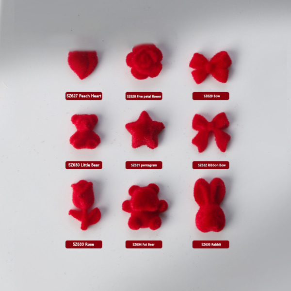 10 kpl New Year's Red Series Love Ribbon Bow Star Resin Nail Acc SZ-629