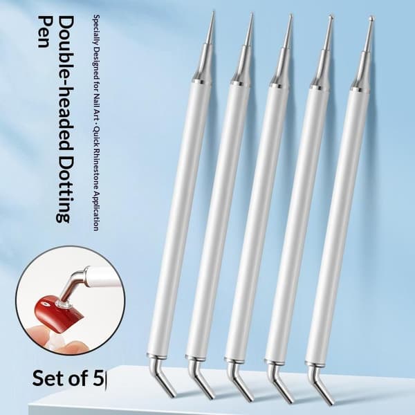 5 stk. Dobbeltendet Rhinsten Gems Picker Dotting Pen Vokspen D