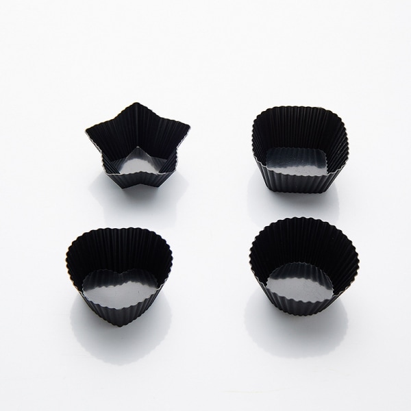 4 stk/sett Mini 4 stiler form silikon muffins kake bakeformer Black