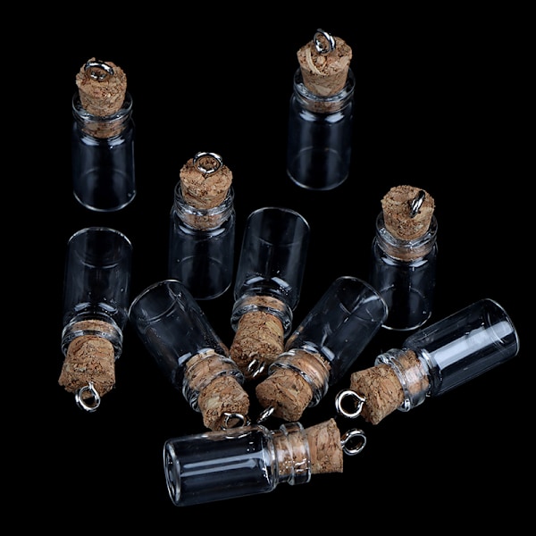 10 st Mini Glasflaskor Små Vials Kork Glasburkar Multi Användning