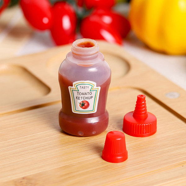 4 stk Mini krydderflaske Salatdressing Ketchup Plastkrukke 1