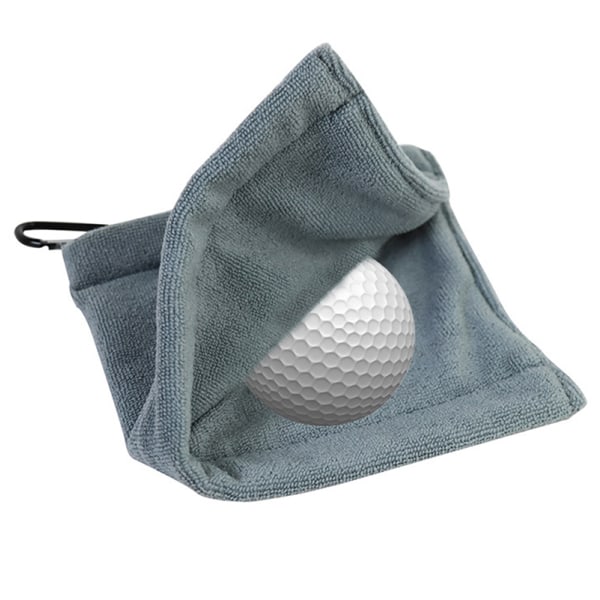 Fyrkantig mikrofiber rengöringshandduk för golfboll med karbinhake Gray