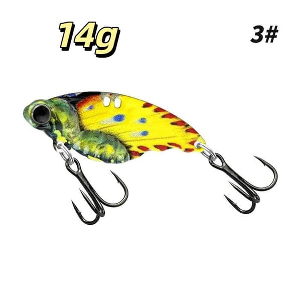 Fjäril VIB Metallbete Trekrokar Långkast Hög Vibration Green 14g
