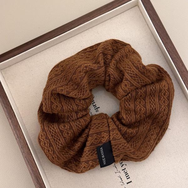 Muoti neulottu villa Scrunchie elastinen hiusköysi hiustarvikkeet Dark brown