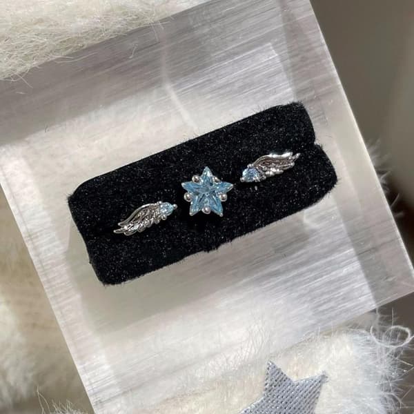 3 stk. mode Zircon vinge ørestikker til kvinder skinnende øreknogle Blue