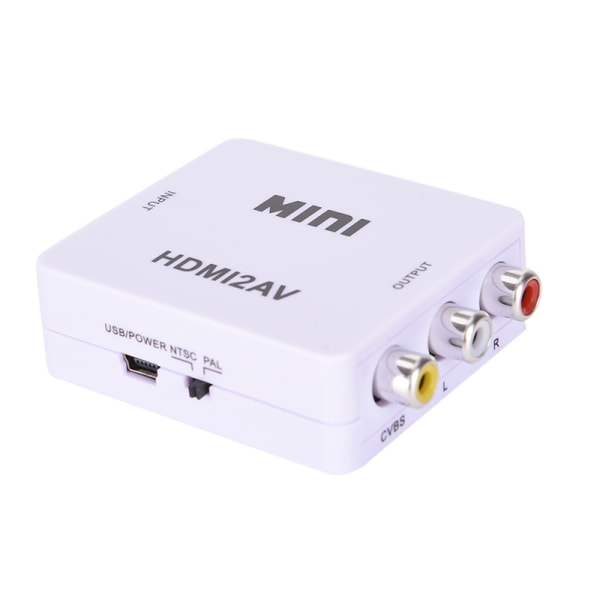 HDMI Til RCA AV/CVBS Adapter HD 1080P Mini HDMI2AV Video Konverter white