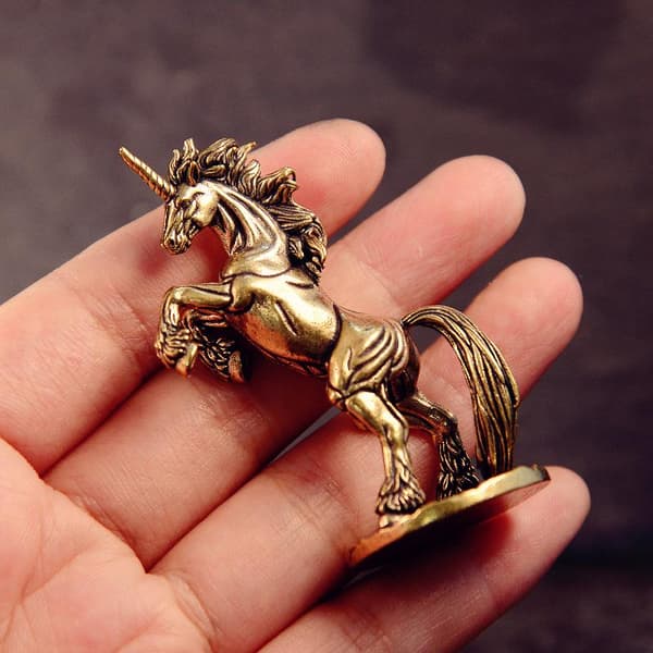 Fantasy Steilende Hest Statue Retro Messing Dyrefigurer Minia