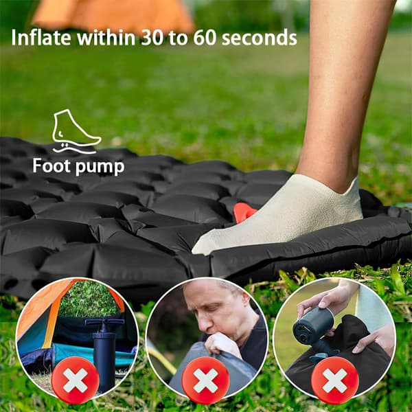 Uppblåsbar madrass med kudde, bärbar sovdyna för utomhusbruk 1 Navy blue