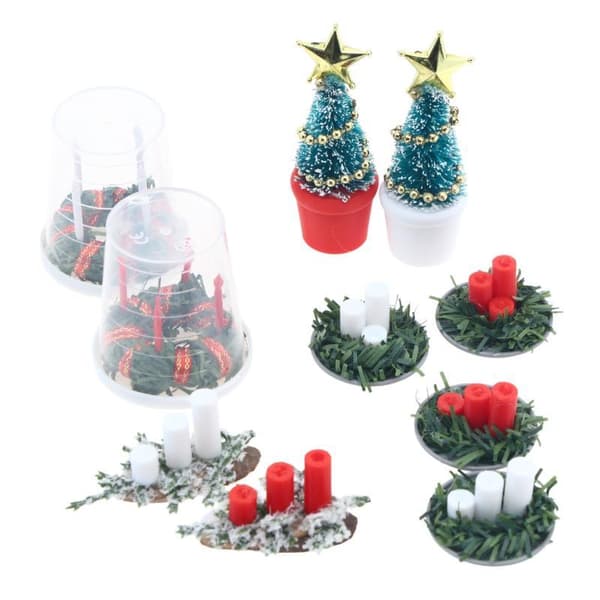 1:12 Miniatyr Dukkehus Juledekorasjon Tilbehør Lys/Tre A5
