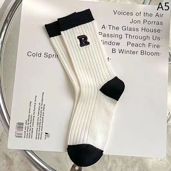 Damstrumpor Höst Enkel Casual Svart Vit Randiga Pile Socks A5