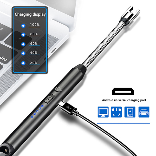 Multifunktionell elektrisk tändare USB-laddningsbar bärbar Elec Black