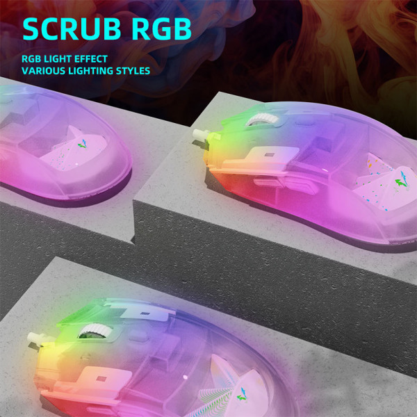 RGB Transparent Gaming E-sport USB Kablet Valgfri mus 7 Keys Black