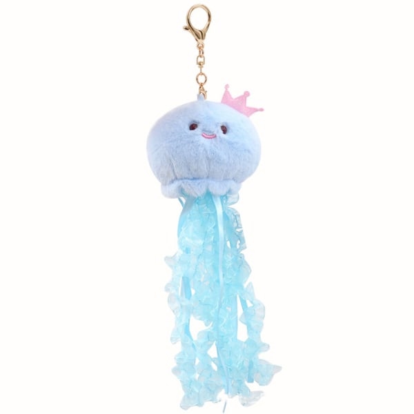 Creative e Ribbon Jellyfish Pendant Plysjleketøy nøkkelring dukkeveske Blue