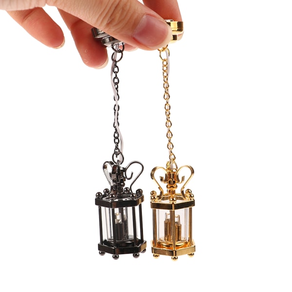1:12 Dukkehus Miniature Loftslampe Lysekrone LED væglampe Gold
