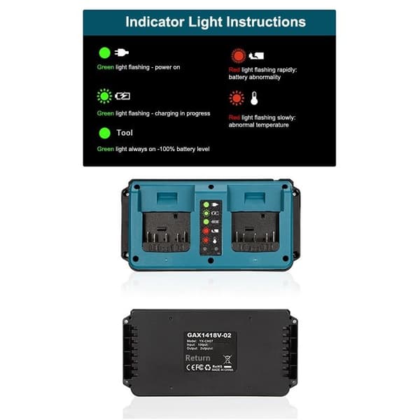 Batteriladdare för 14,4-18V BAT609 BAT609G Litiumjonbatteri UK
